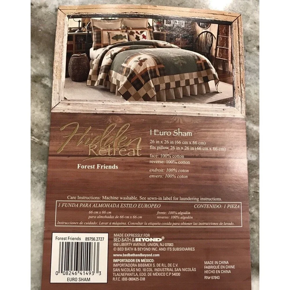 New Hidden Retreat Euro Shams Set Of 2 Forest cabin fish cottage lodge Nature